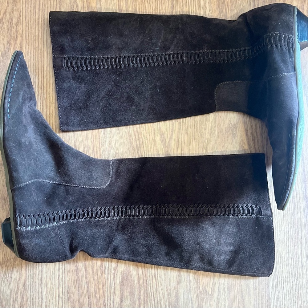 Belle by Sigerson Morrison Chocolate Brown Italian Suede Heeled Boots Size 11